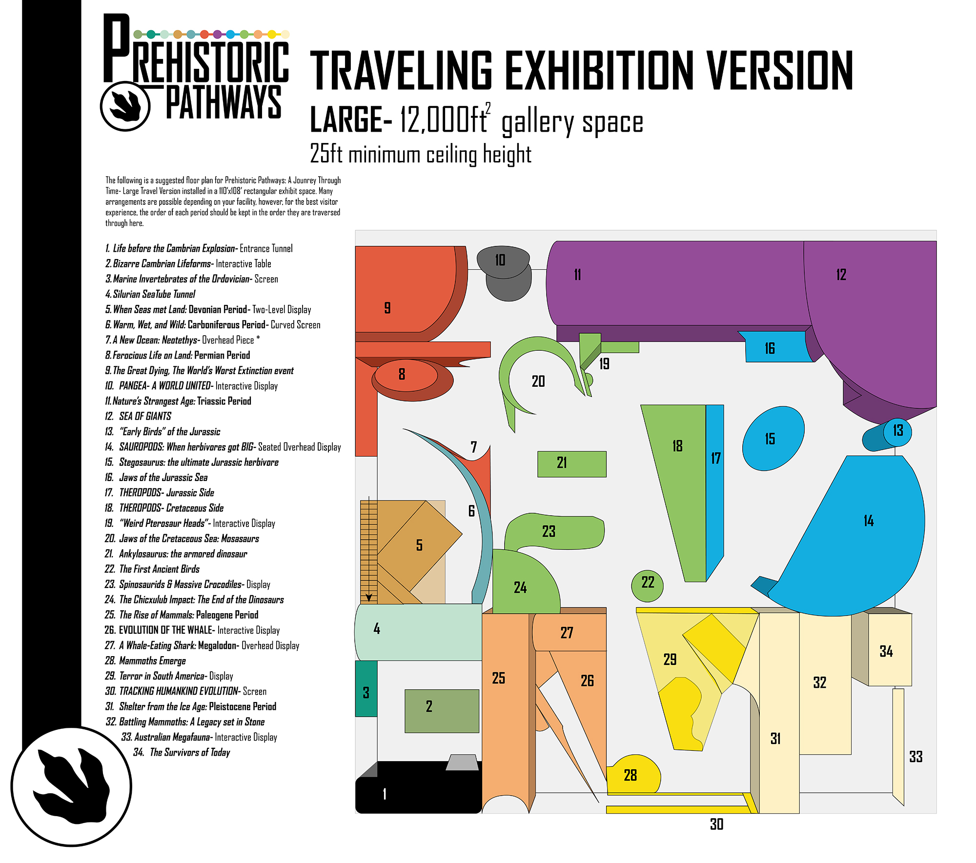 Travel exhibit master map for large gallery space